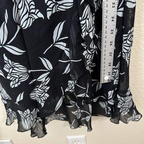 Vintage The Limited Dress Womens Size 6 100% Silk Y2K Floral Vneck Midi Navy - Picture 6 of 7